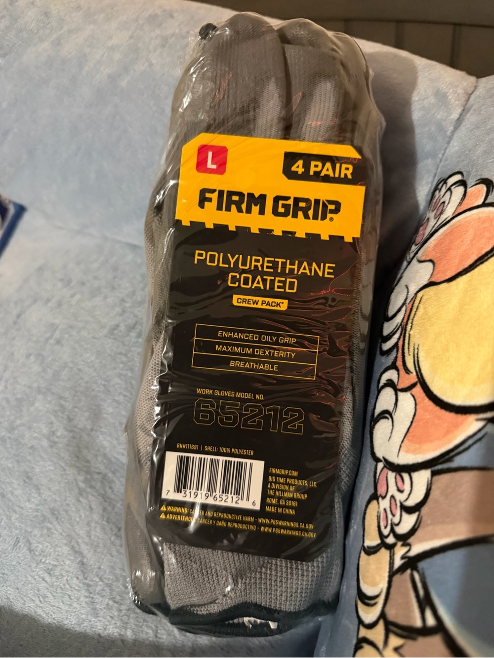 Polyurethane Coated Crew Socks - Gray (4 Pair)